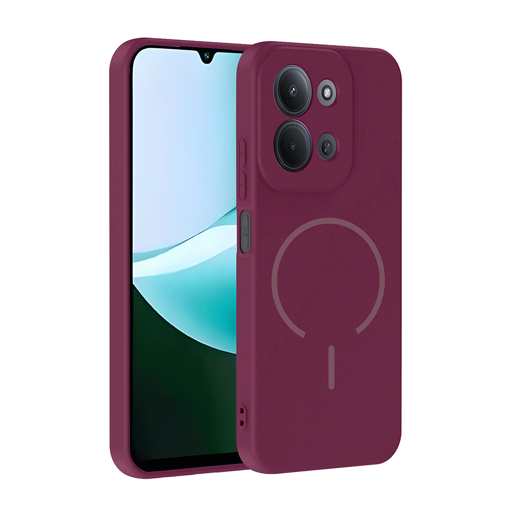 Xiaomi Uyumlu  Redmi 15C Kılıf M-safe Şarj Özellikli Zore Meta Kapak-Mürdüm
