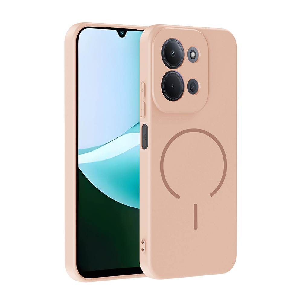 Xiaomi Uyumlu  Redmi 15C Kılıf M-safe Şarj Özellikli Zore Meta Kapak-Rose pembe