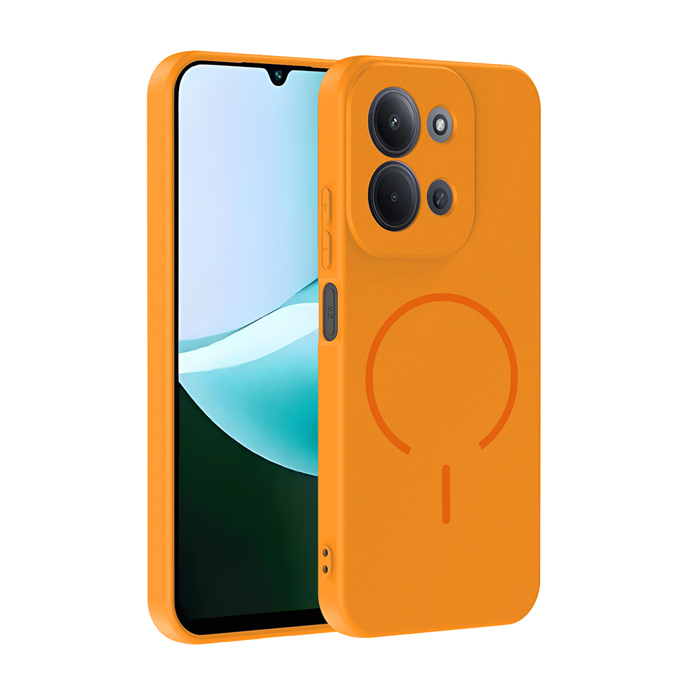 Xiaomi Uyumlu  Redmi 15C Kılıf M-safe Şarj Özellikli Zore Meta Kapak-Turuncu