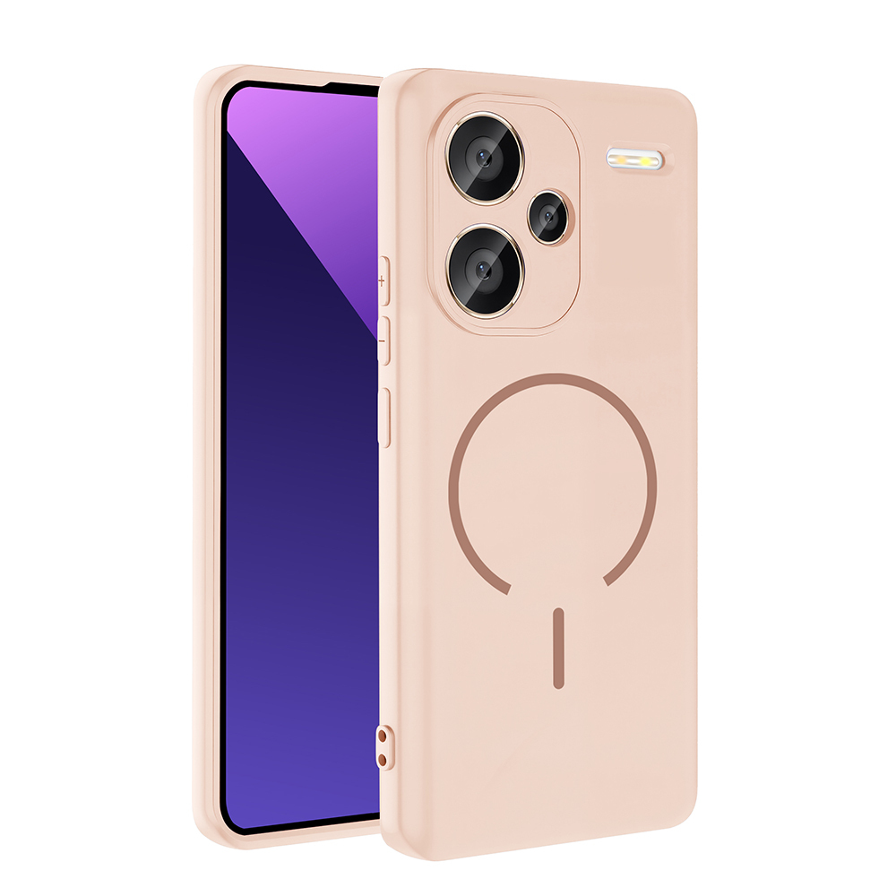 Xiaomi Uyumlu  Redmi Note 13 Pro Plus 5G Kılıf M-safe Şarj Özellikli Zore Meta Kapak-Rose pembe