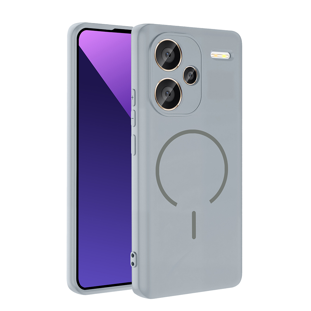 Xiaomi Uyumlu  Redmi Note 13 Pro Plus 5G Kılıf M-safe Şarj Özellikli Zore Meta Kapak-Titanyum-gri