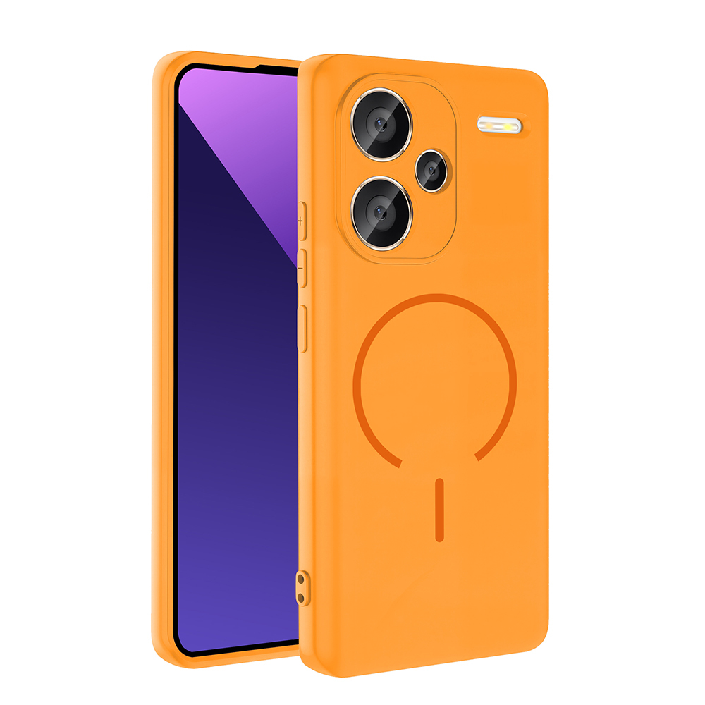 Xiaomi Uyumlu  Redmi Note 13 Pro Plus 5G Kılıf M-safe Şarj Özellikli Zore Meta Kapak-Turuncu