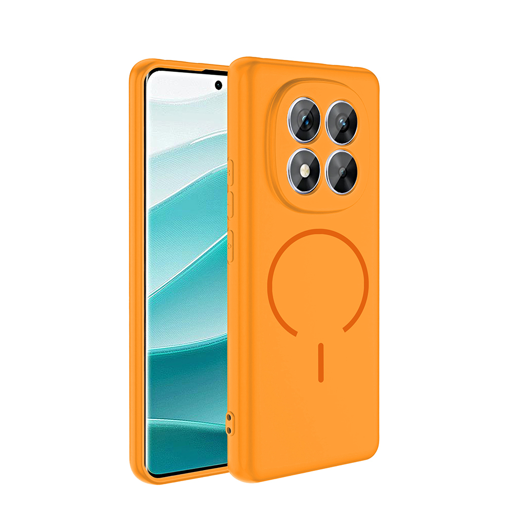 Xiaomi Uyumlu  Redmi Note 14 Pro 5G Kılıf M-safe Şarj Özellikli Zore Meta Kapak-Turuncu