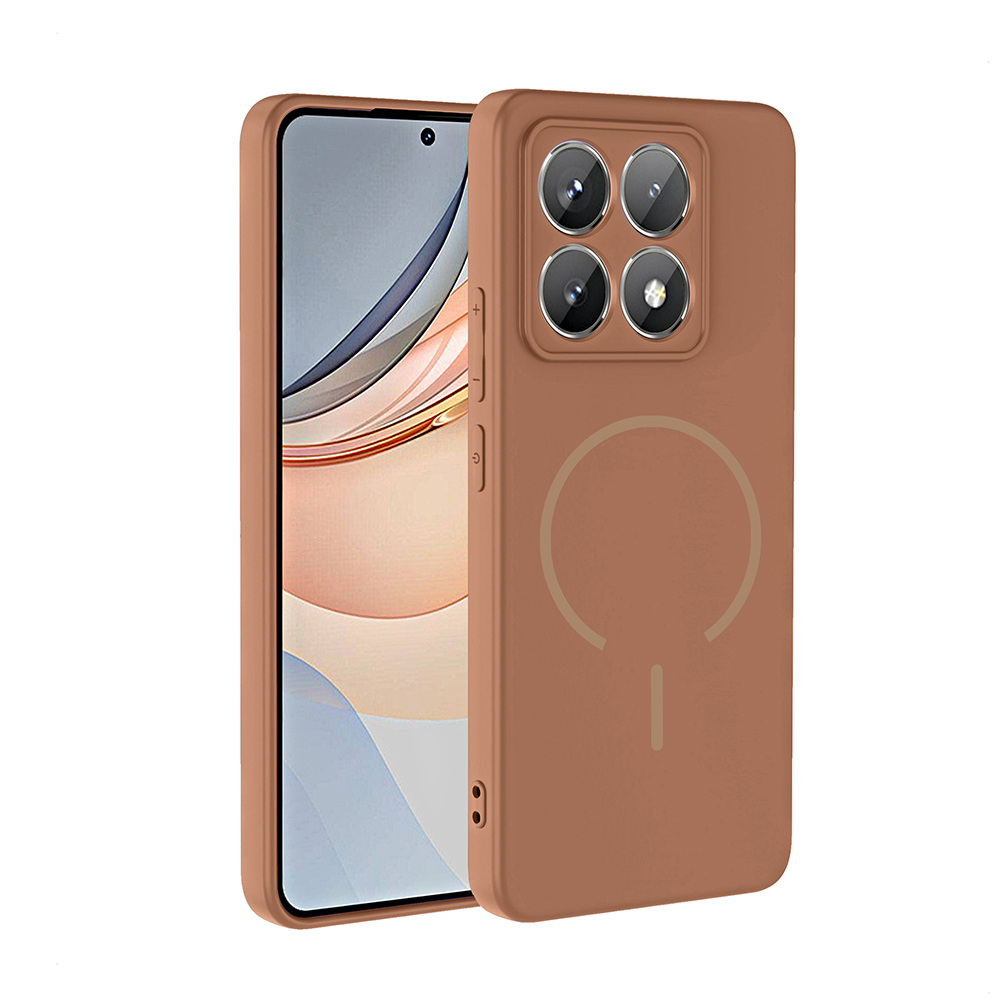 Xiaomi Uyumlu  14T Pro Kılıf M-safe Şarj Özellikli Zore Meta Kapak-Kahverengi