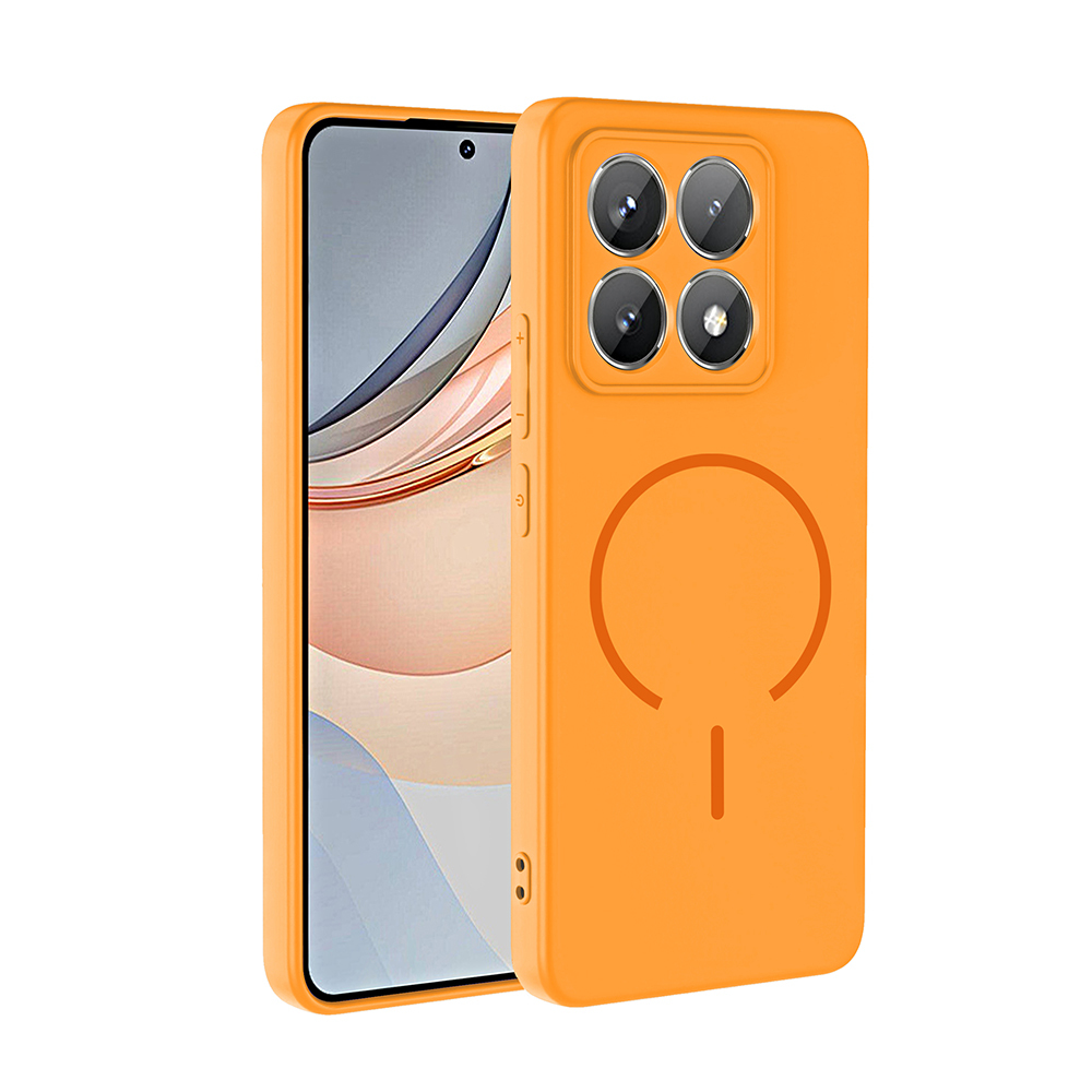 Xiaomi Uyumlu  14T Pro Kılıf M-safe Şarj Özellikli Zore Meta Kapak-Turuncu