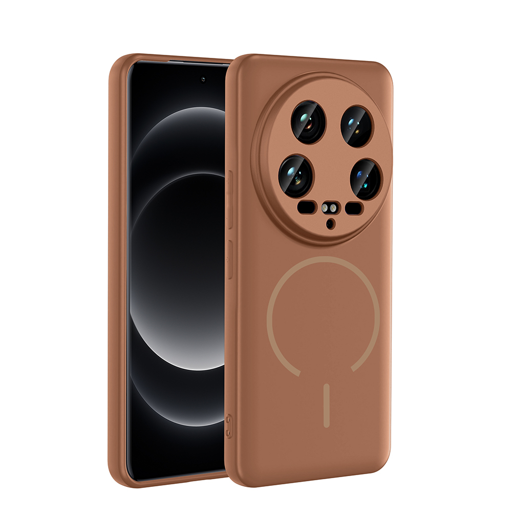 Xiaomi Uyumlu  Mi 14 Ultra Kılıf M-safe Şarj Özellikli Zore Meta Kapak-Kahverengi