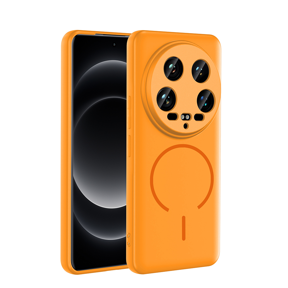 Xiaomi Uyumlu  Mi 14 Ultra Kılıf M-safe Şarj Özellikli Zore Meta Kapak-Turuncu