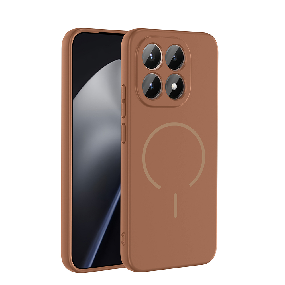 Xiaomi Uyumlu  15T Kılıf M-safe Şarj Özellikli Zore Meta Kapak-Kahverengi