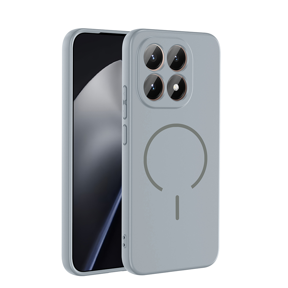 Xiaomi Uyumlu  15T Kılıf M-safe Şarj Özellikli Zore Meta Kapak-Titanyum-gri