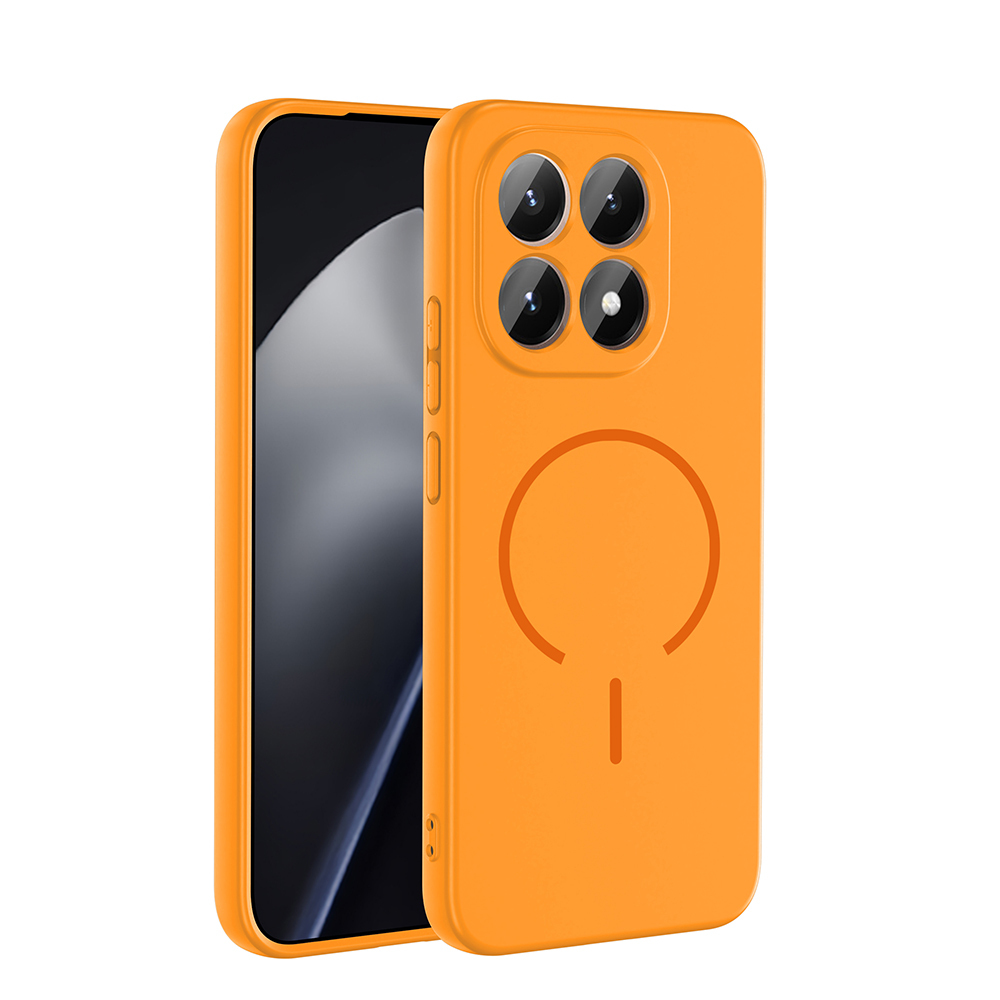 Xiaomi Uyumlu  15T Kılıf M-safe Şarj Özellikli Zore Meta Kapak-Turuncu