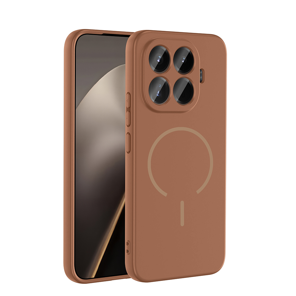 Xiaomi Uyumlu  15T Pro Kılıf M-safe Şarj Özellikli Zore Meta Kapak-Kahverengi
