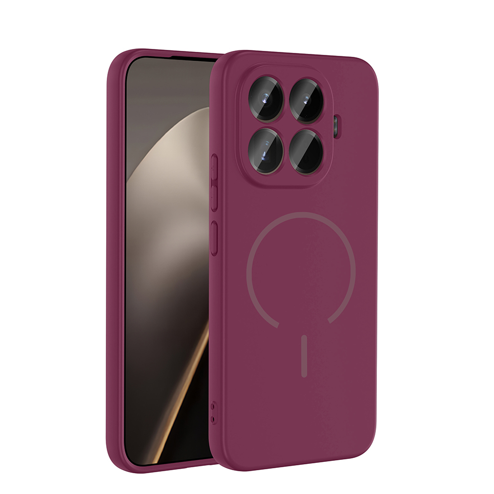 Xiaomi Uyumlu  15T Pro Kılıf M-safe Şarj Özellikli Zore Meta Kapak-Mürdüm