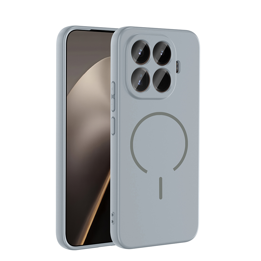 Xiaomi Uyumlu  15T Pro Kılıf M-safe Şarj Özellikli Zore Meta Kapak-Titanyum-gri