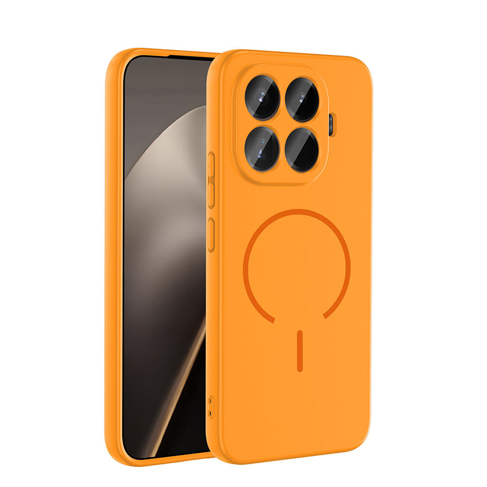 Xiaomi Uyumlu  15T Pro Kılıf M-safe Şarj Özellikli Zore Meta Kapak-Turuncu