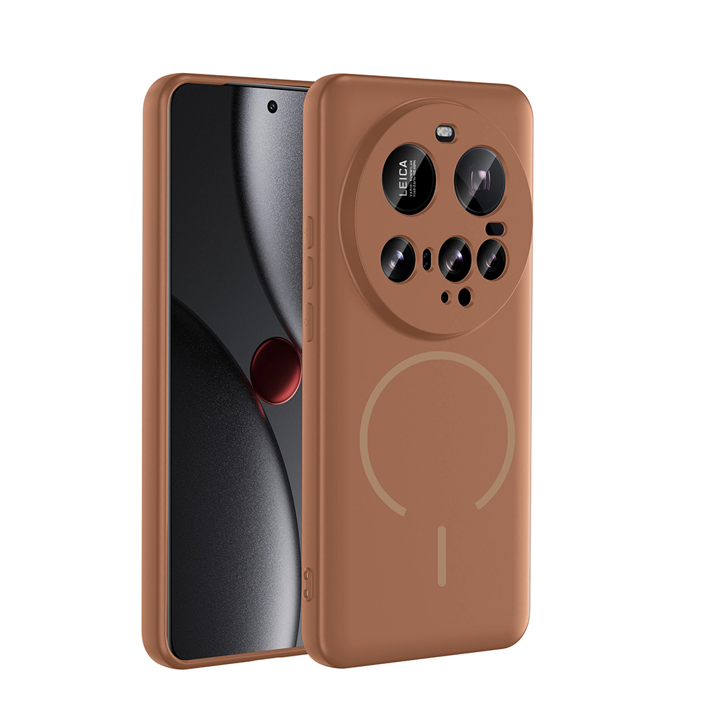 Xiaomi Uyumlu  15 Ultra Kılıf M-safe Şarj Özellikli Zore Meta Kapak-Kahverengi