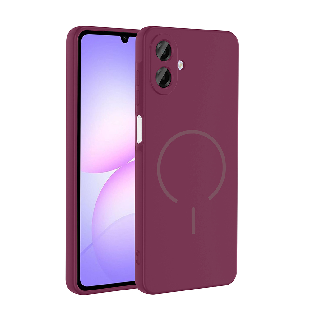 Galaxy Uyumlu A07 Kılıf M-safe Şarj Özellikli Zore Meta Kapak-Mürdüm