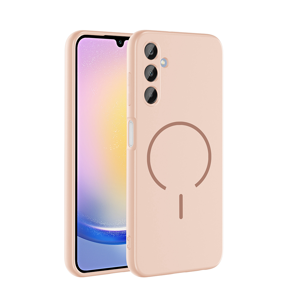 Galaxy Uyumlu A25 Kılıf M-safe Şarj Özellikli Zore Meta Kapak-Rose pembe