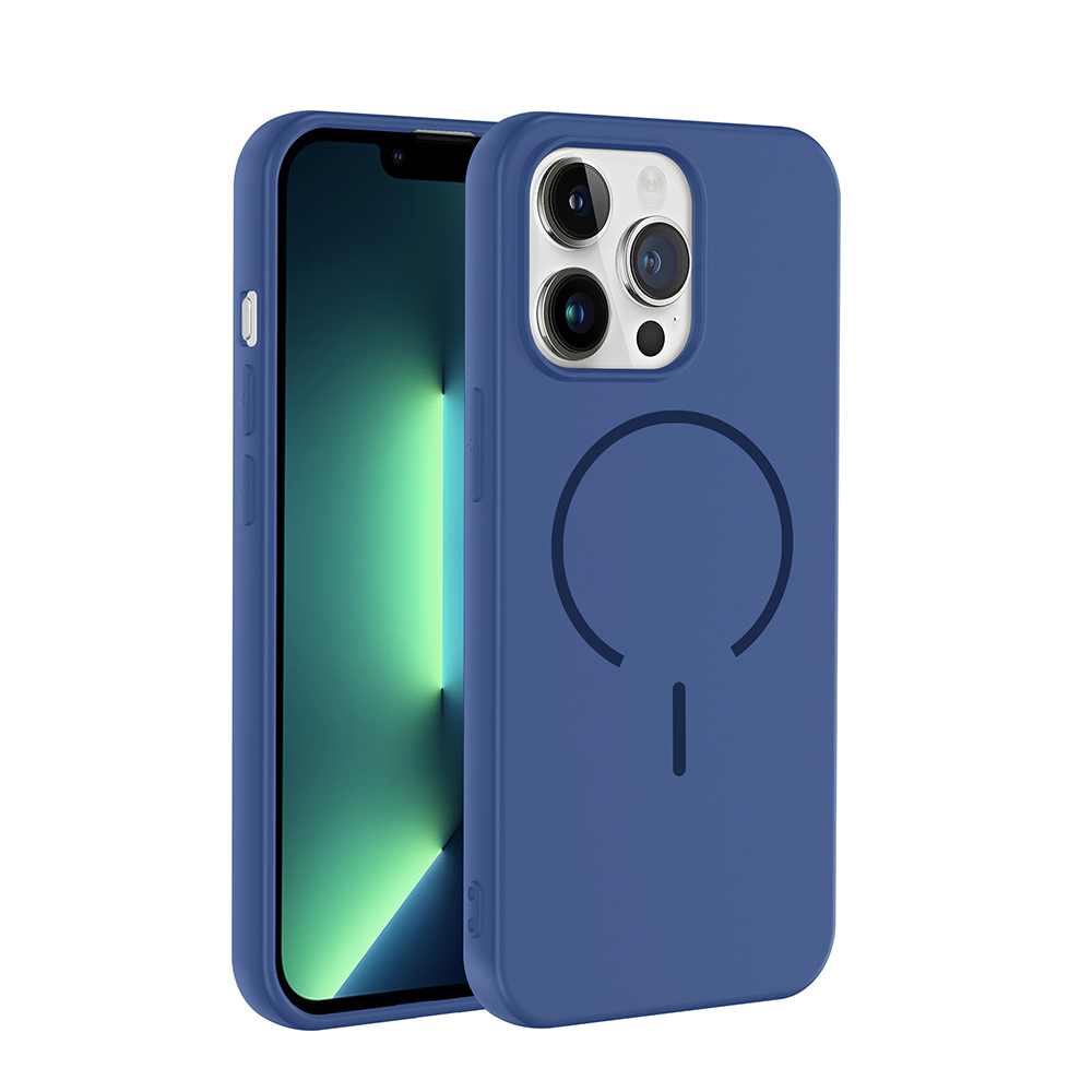 iPhone Uyumlu 13 Pro Max Kılıf M-safe Şarj Özellikli Zore Meta Kapak-Lacivert