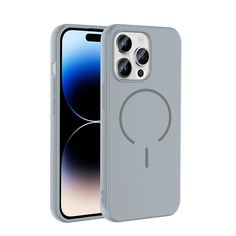 iPhone Uyumlu 14 Pro Max Kılıf M-safe Şarj Özellikli Zore Meta Kapak-Titanyum-gri