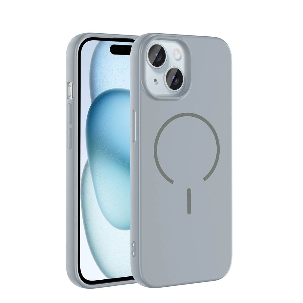 iPhone Uyumlu 15 Kılıf M-safe Şarj Özellikli Zore Meta Kapak-Titanyum-gri