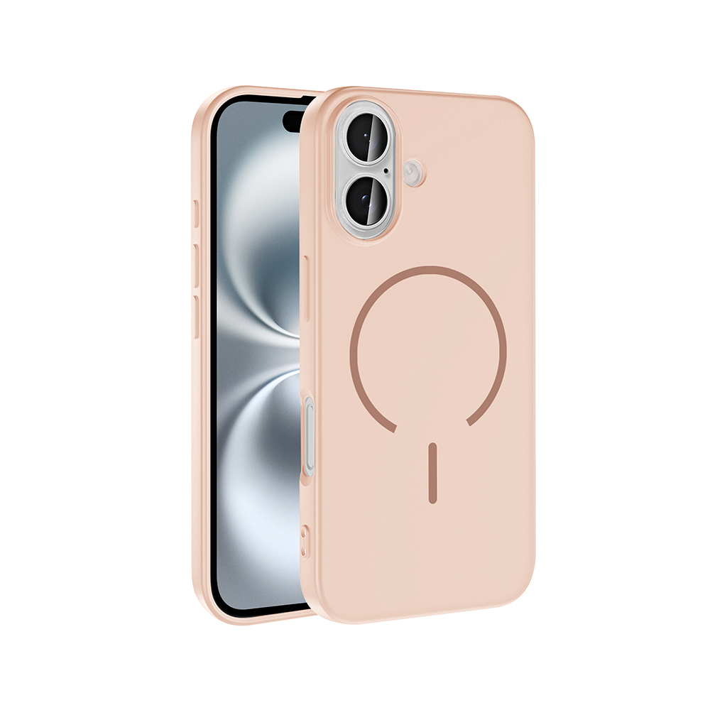 iPhone Uyumlu 16 Kılıf M-safe Şarj Özellikli Zore Meta Kapak-Rose pembe