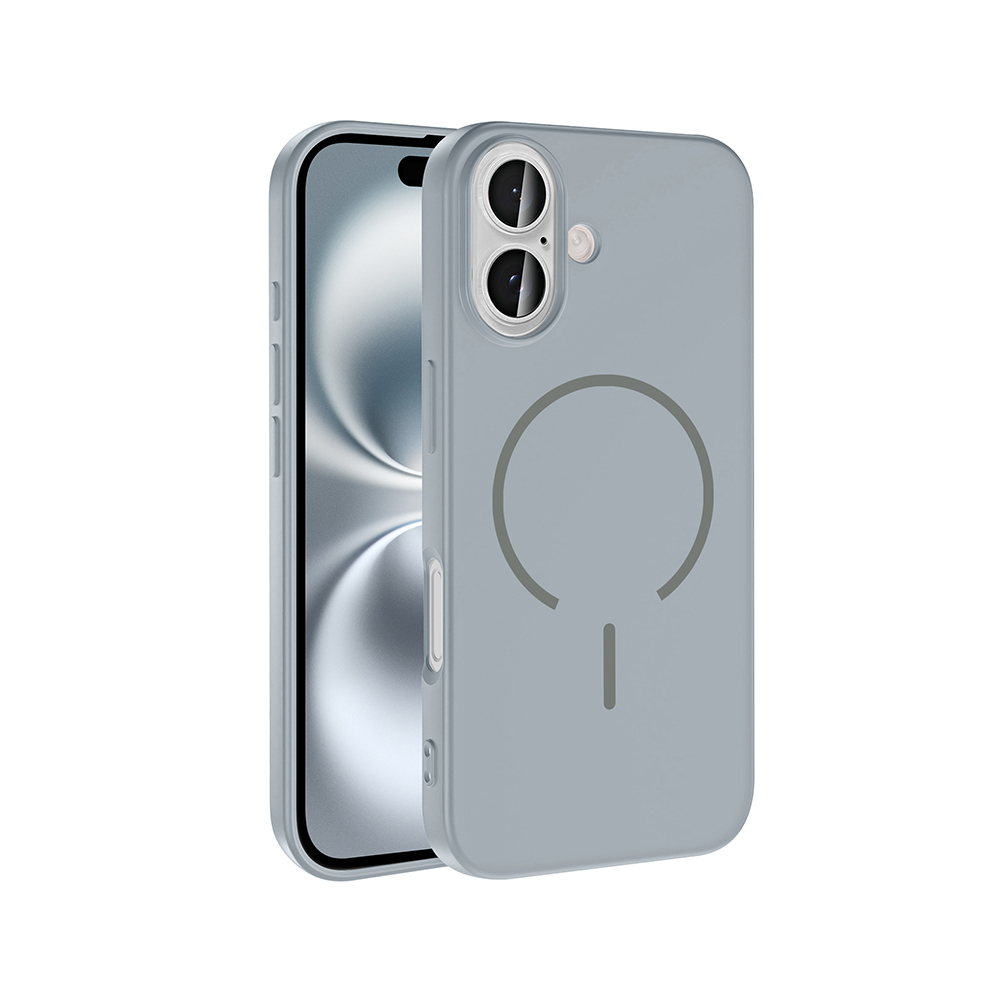 iPhone Uyumlu 16 Kılıf M-safe Şarj Özellikli Zore Meta Kapak-Titanyum-gri
