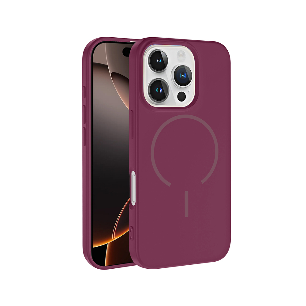 iPhone Uyumlu 16 Pro Kılıf M-safe Şarj Özellikli Zore Meta Kapak-Mürdüm