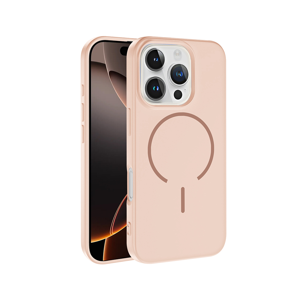 iPhone Uyumlu 16 Pro Max Kılıf M-safe Şarj Özellikli Zore Meta Kapak-Rose pembe
