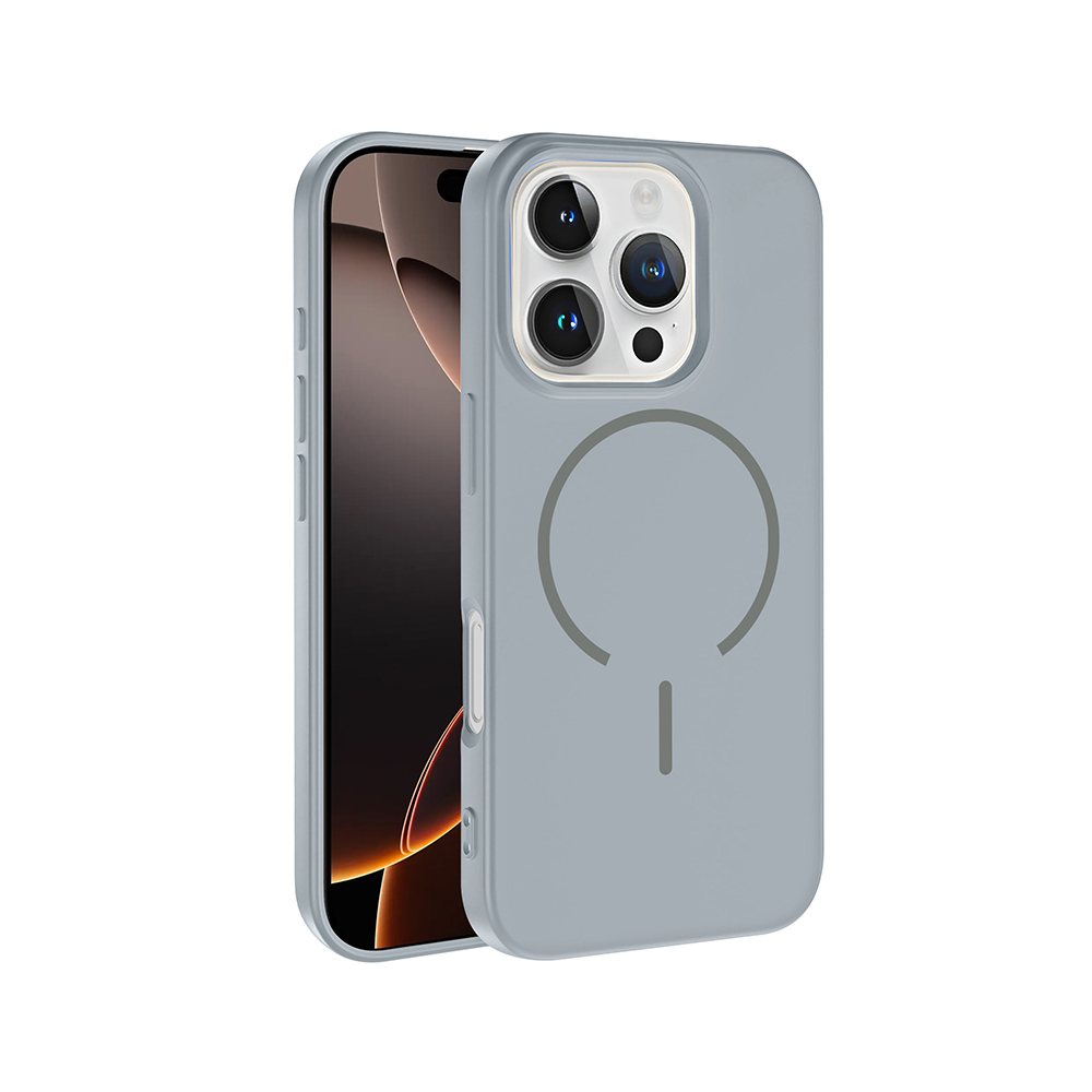 iPhone Uyumlu 16 Pro Max Kılıf M-safe Şarj Özellikli Zore Meta Kapak-Titanyum-gri