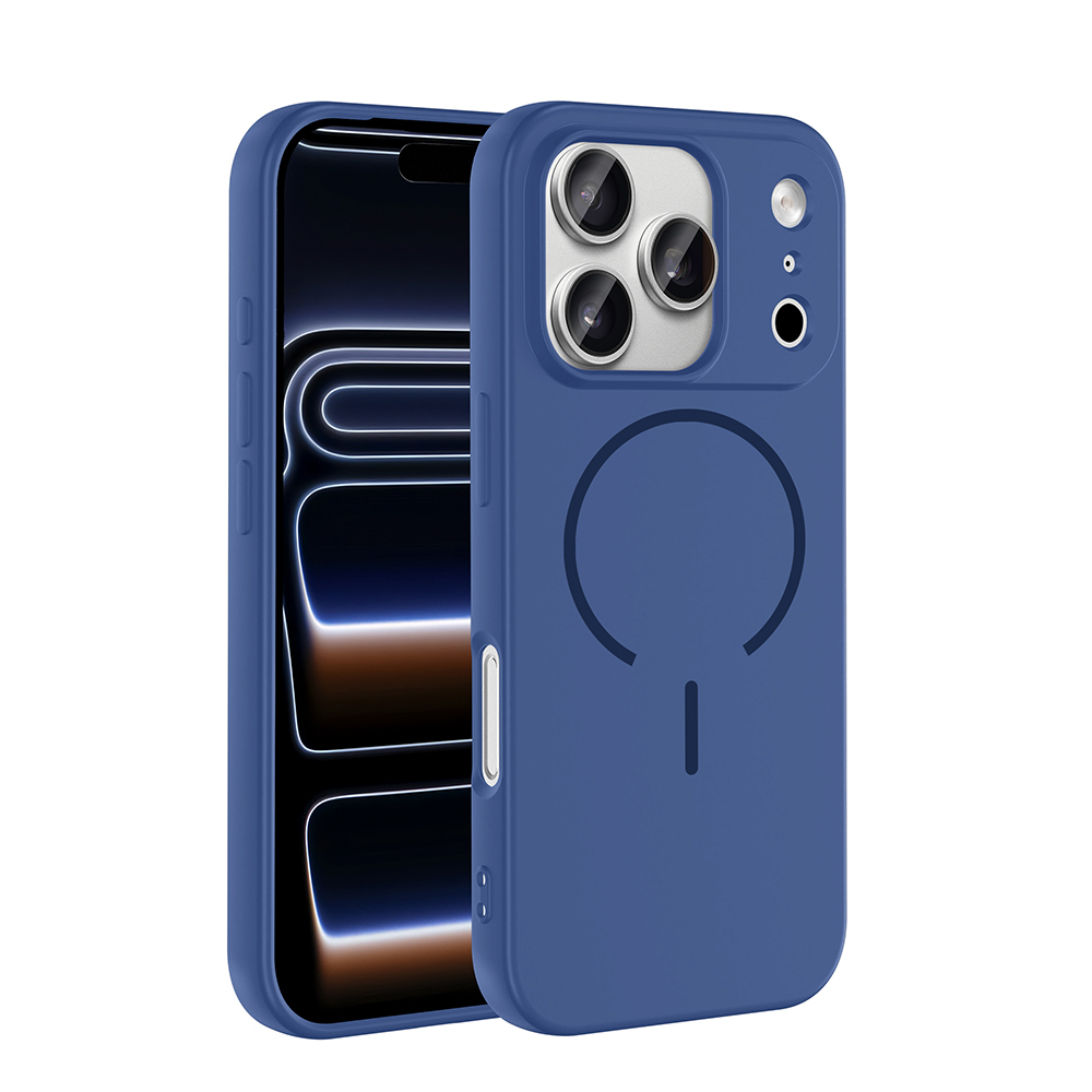 iPhone Uyumlu 17 Pro Kılıf M-safe Şarj Özellikli Zore Meta Kapak-Lacivert