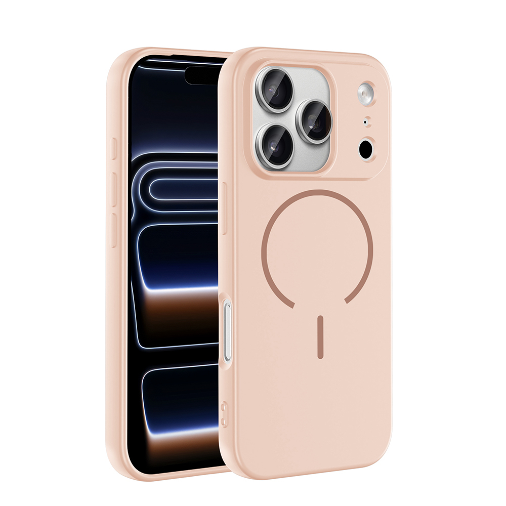 iPhone Uyumlu 17 Pro Kılıf M-safe Şarj Özellikli Zore Meta Kapak-Rose pembe