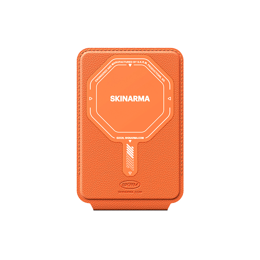 Skinarma Axis Serisi Foldable Stand Özellikli Deri Tasarımlı Kartlık-Turuncu