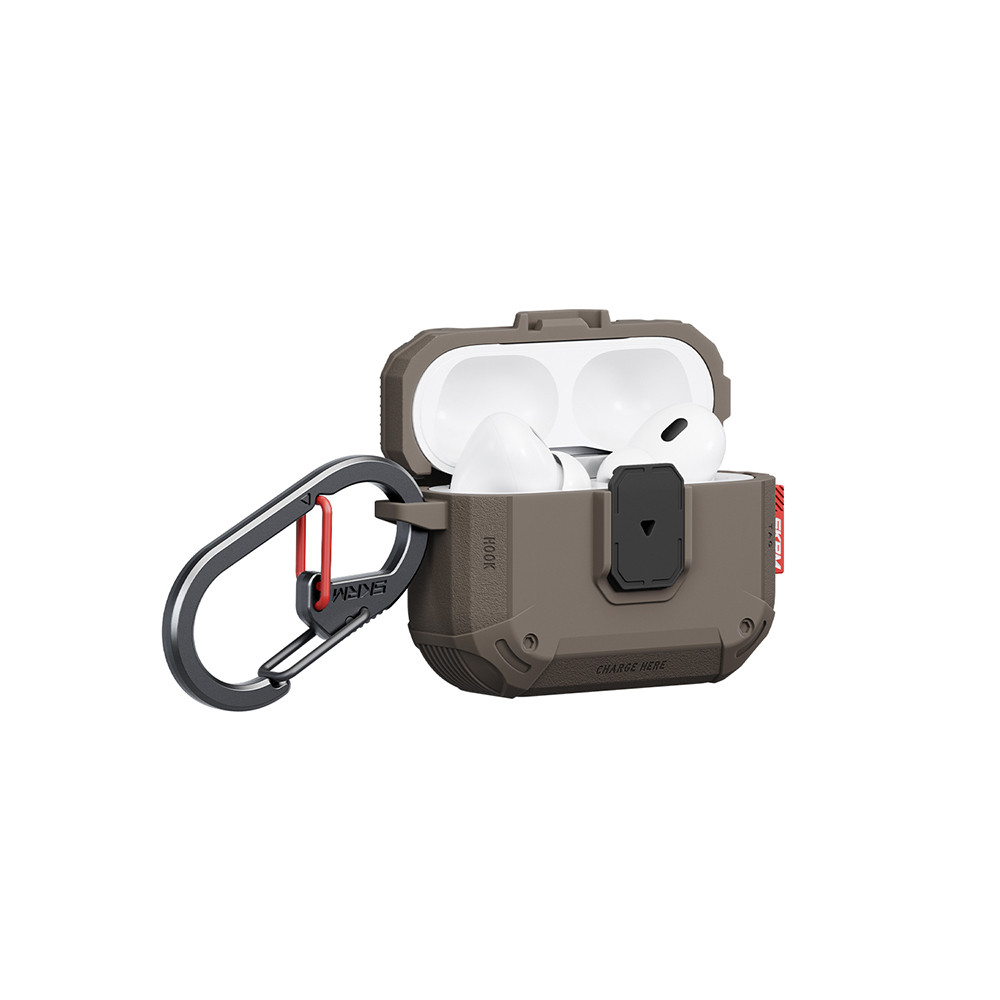 Airpods Uyumlu Pro 3 Kılıf Airbagli Yivli Köşe Kilit Tasarımlı 360 Derece Koruma Skinarma Mecha LE Kılıf