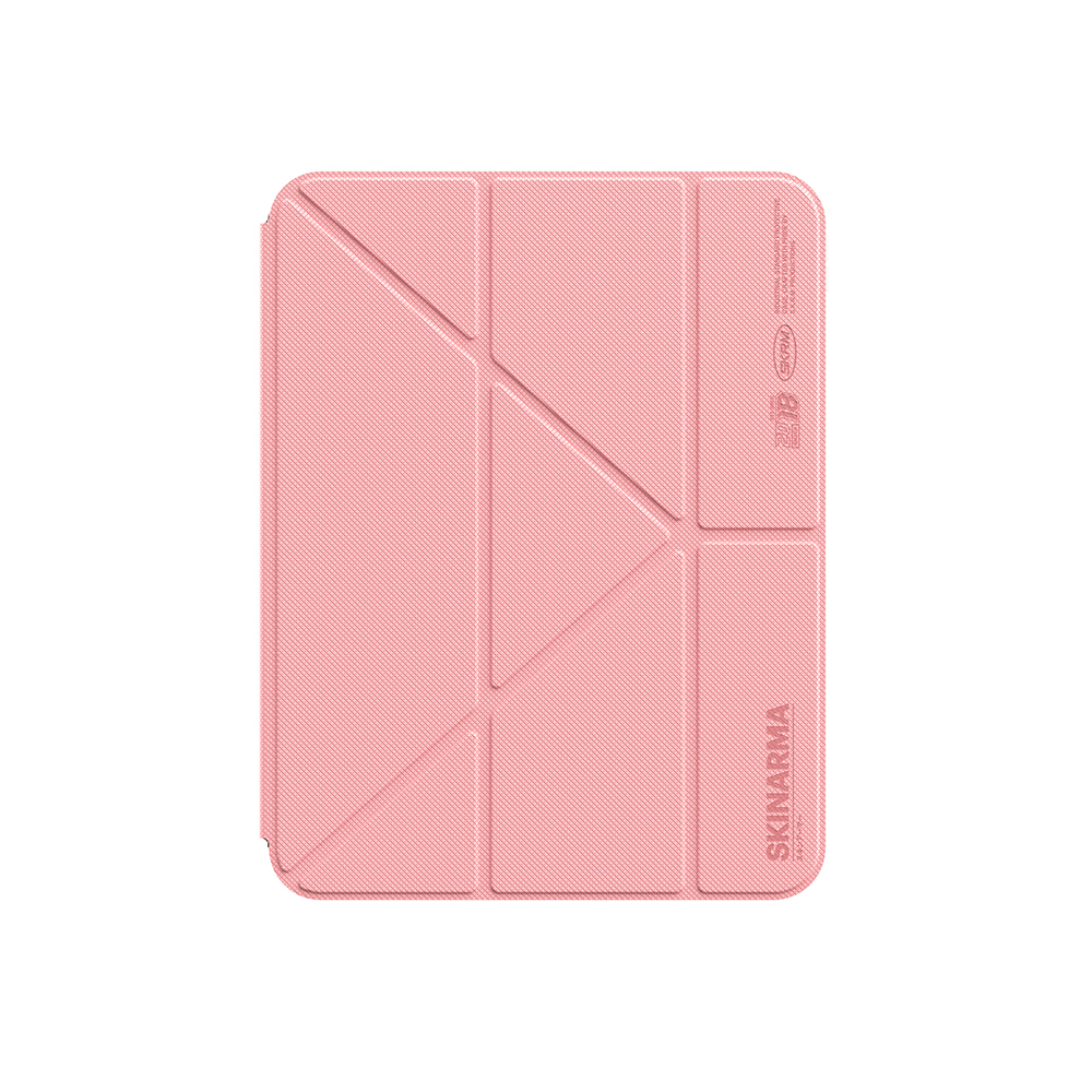 iPad Uyumlu 11.Nesil 2025 Kılıf Skinarma Kalemlikli Arkası Şeffaf Standlı Magnetik Zeta Kılıf-Pembe