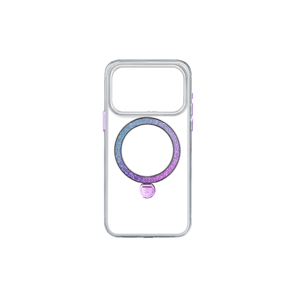 iPhone Uyumlu 17 Pro Max Kılıf M-safe Şarj Özellikli Simli Standlı Pynana Dancing Circle Trendy Serisi Kapak-Mor