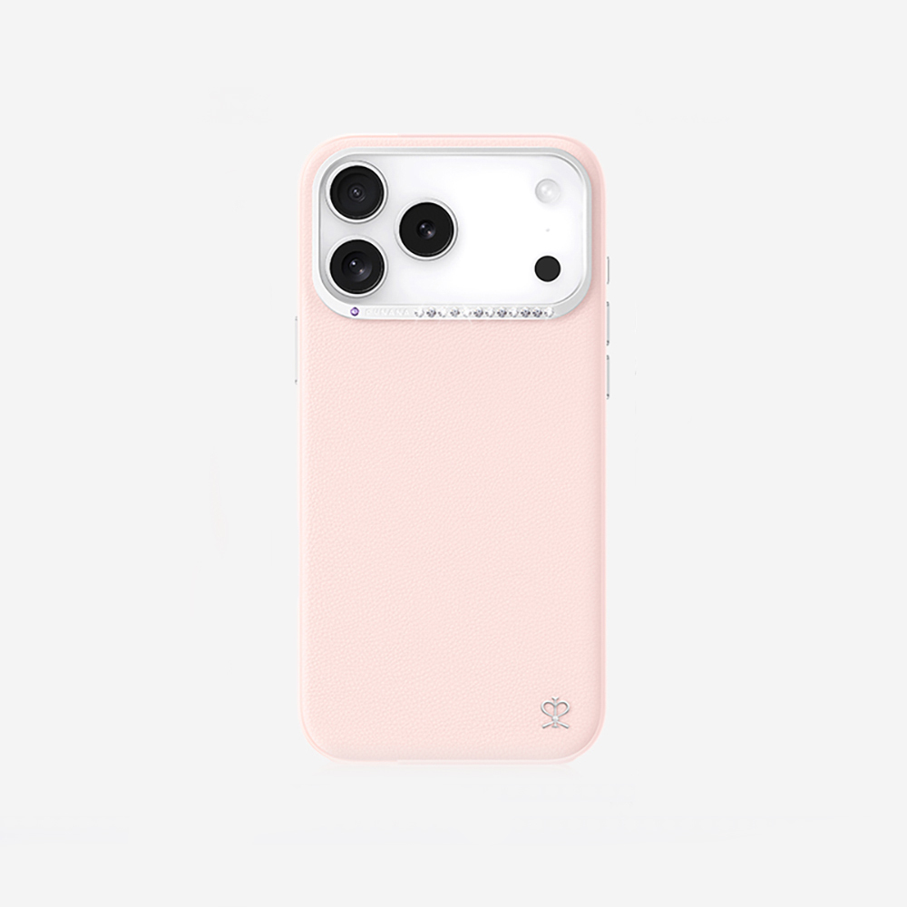 Apple iPhone 17 Pro Kılıf M-safe Şarj Özellikli Deri Tasarımlı Pynana Starry Serisi Kapak-Pembe
