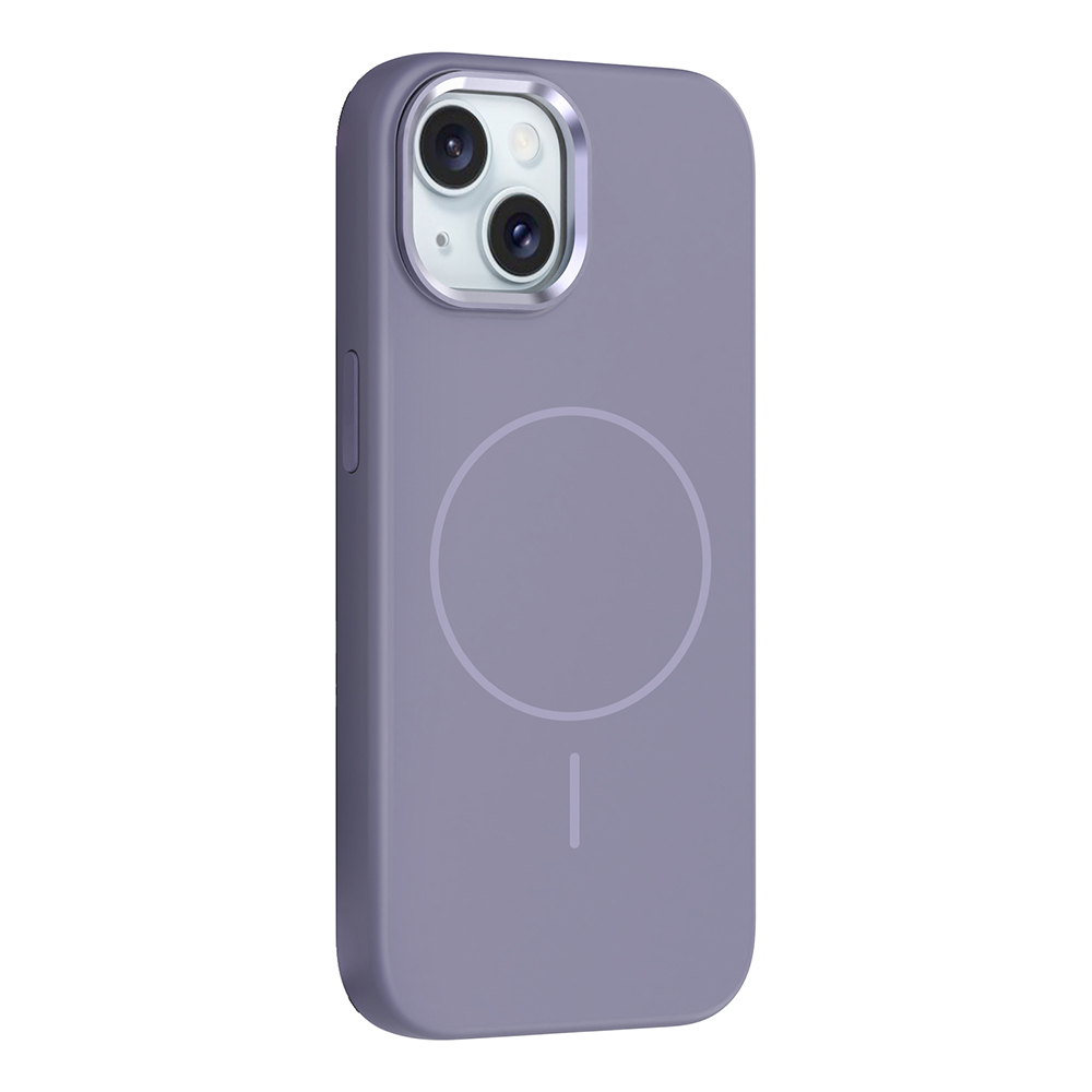 iPhone Uyumlu 13 Kılıf M-Safe Şarj Özellikli Metal Kamera Çerçeveli Zore Edi Silikon Kapak-Lavendery gray