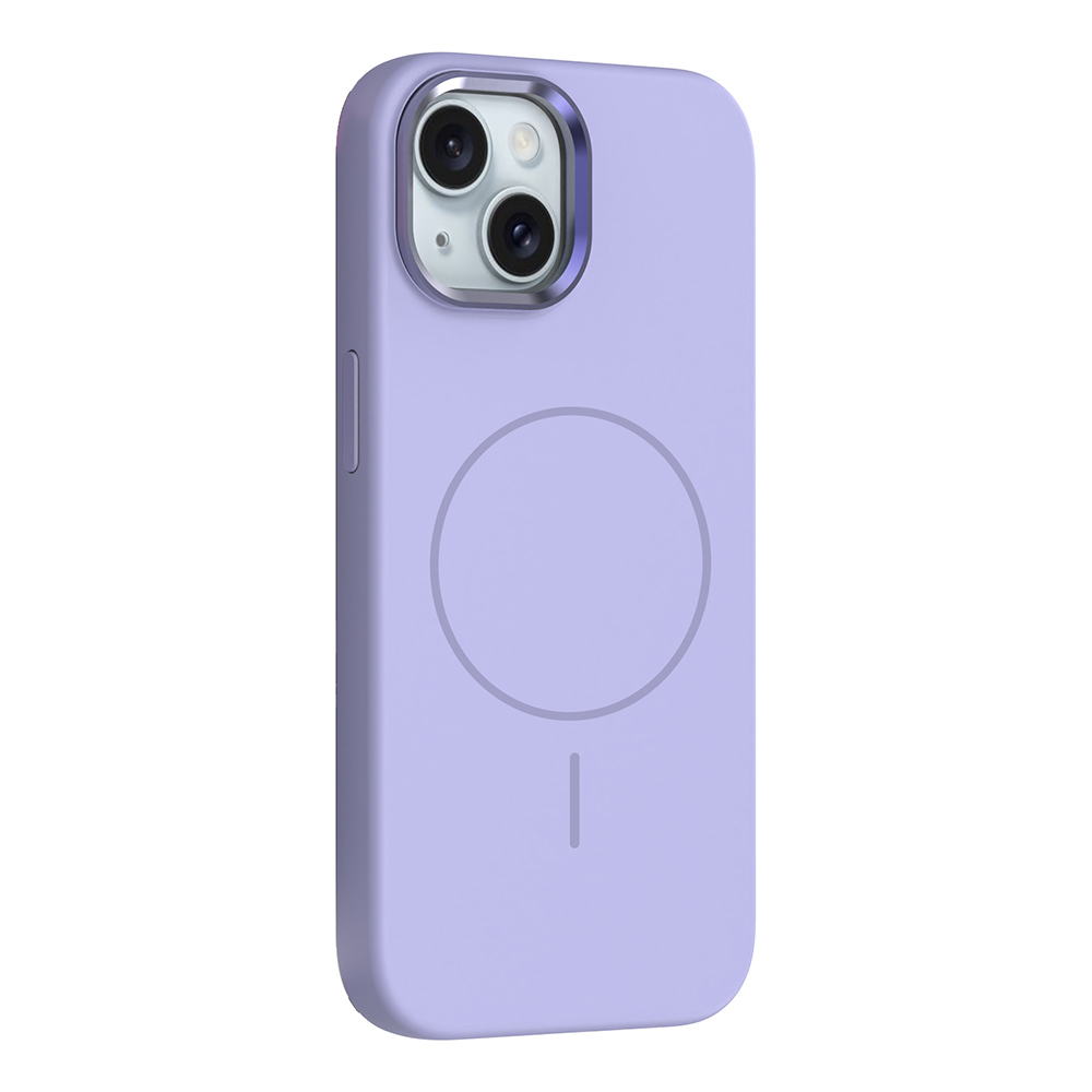 iPhone Uyumlu 13 Kılıf M-Safe Şarj Özellikli Metal Kamera Çerçeveli Zore Edi Silikon Kapak-Lila
