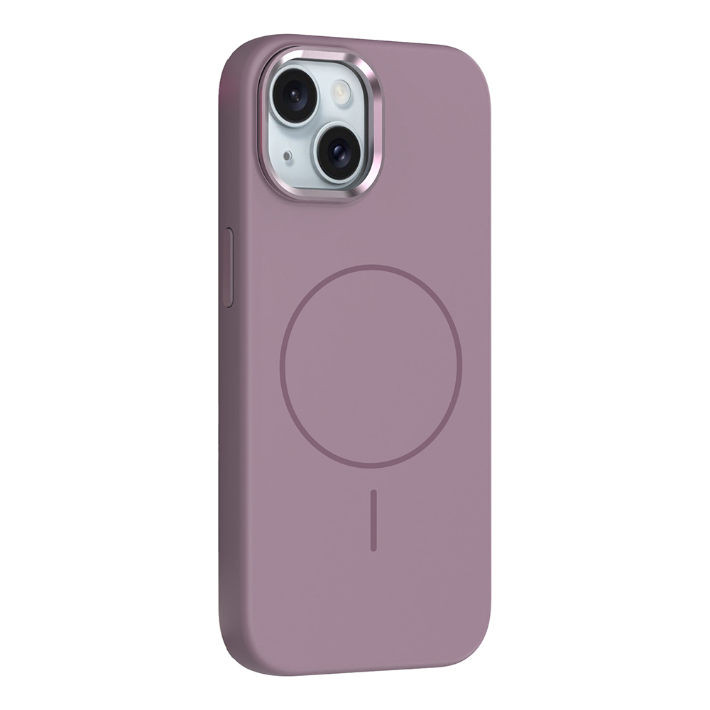 iPhone Uyumlu 13 Kılıf M-Safe Şarj Özellikli Metal Kamera Çerçeveli Zore Edi Silikon Kapak-Mor