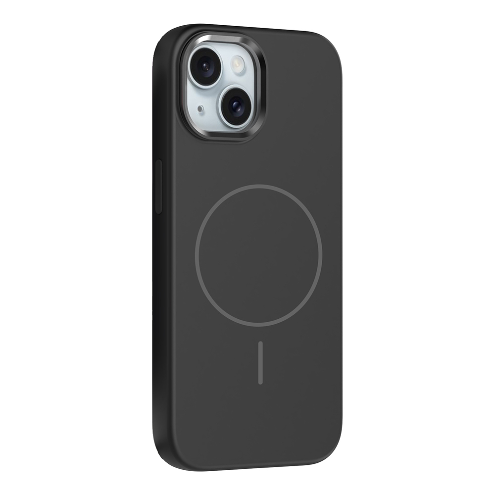 iPhone Uyumlu 13 Kılıf M-Safe Şarj Özellikli Metal Kamera Çerçeveli Zore Edi Silikon Kapak-Siyah