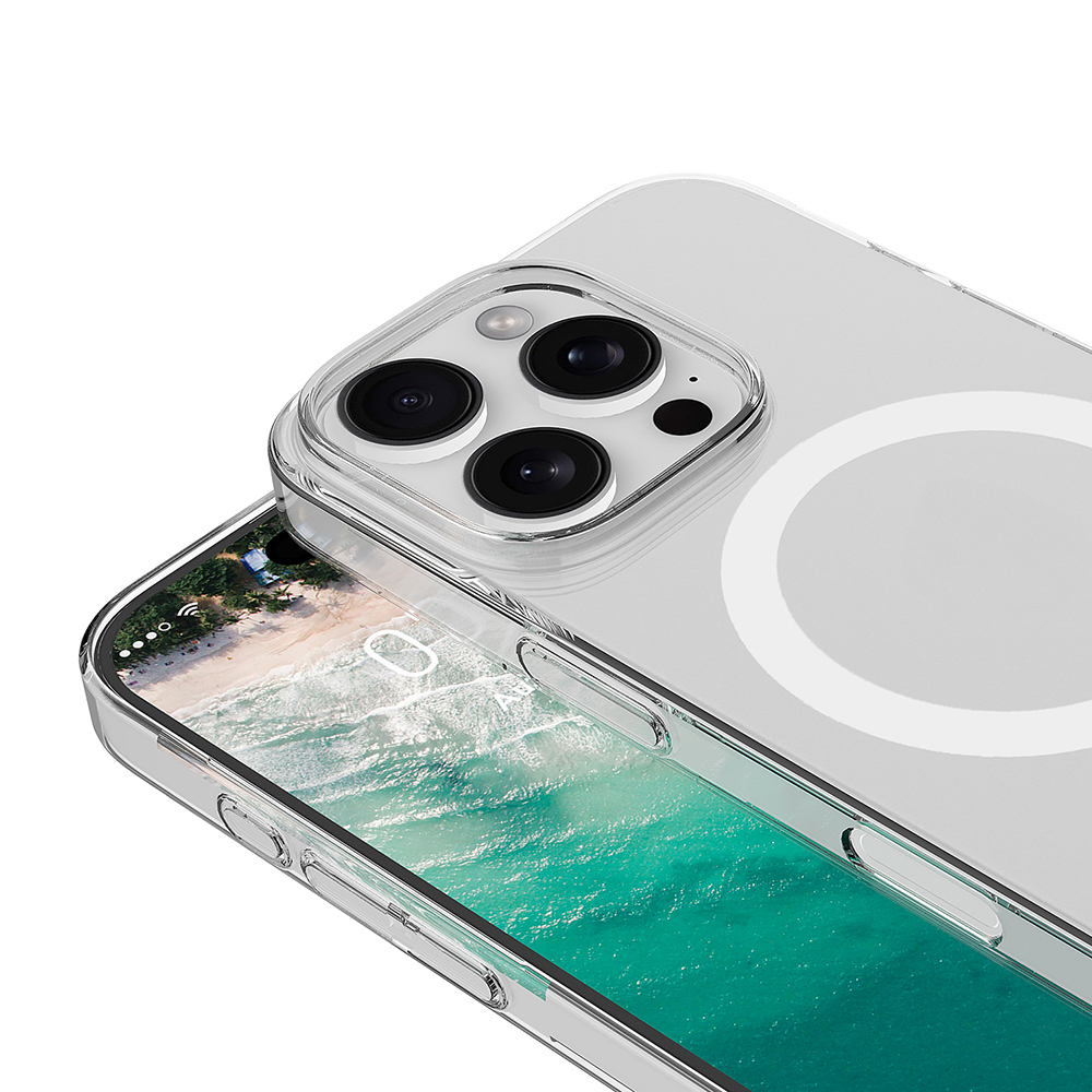 iPhone Uyumlu 16 Pro Max Kamera Korumalı M-Safe Şarj Özellikli Şeffaf Zore London Sert PC Kapak