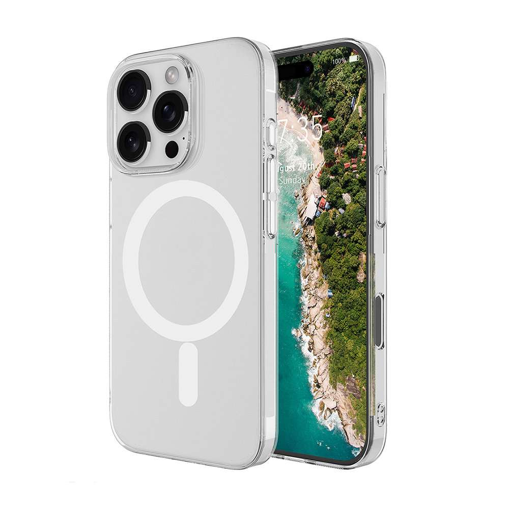 iPhone Uyumlu 16 Pro Max Kamera Korumalı M-Safe Şarj Özellikli Şeffaf Zore London Sert PC Kapak