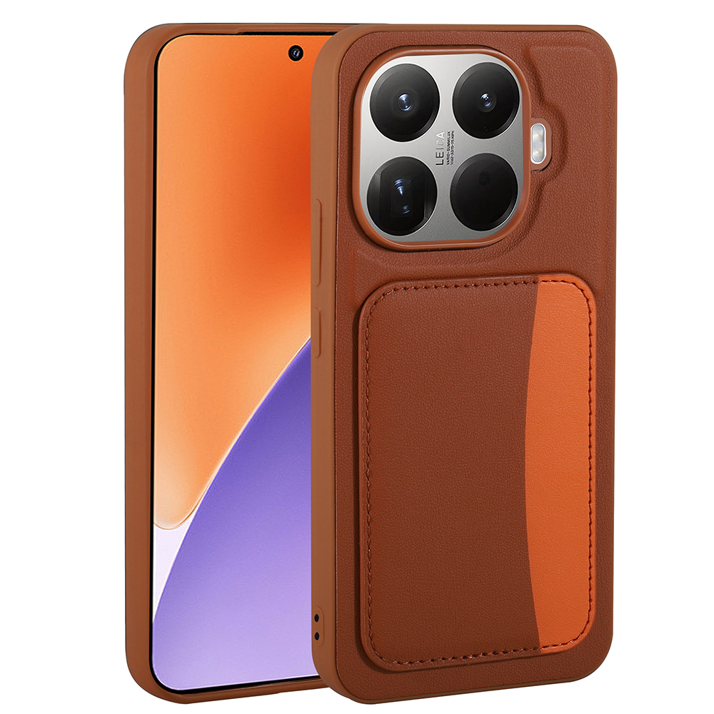 Xiaomi Uyumlu 15T Pro Kılıf Kartlıklı Zore X-Kart Silikon Kapak-Kahverengi