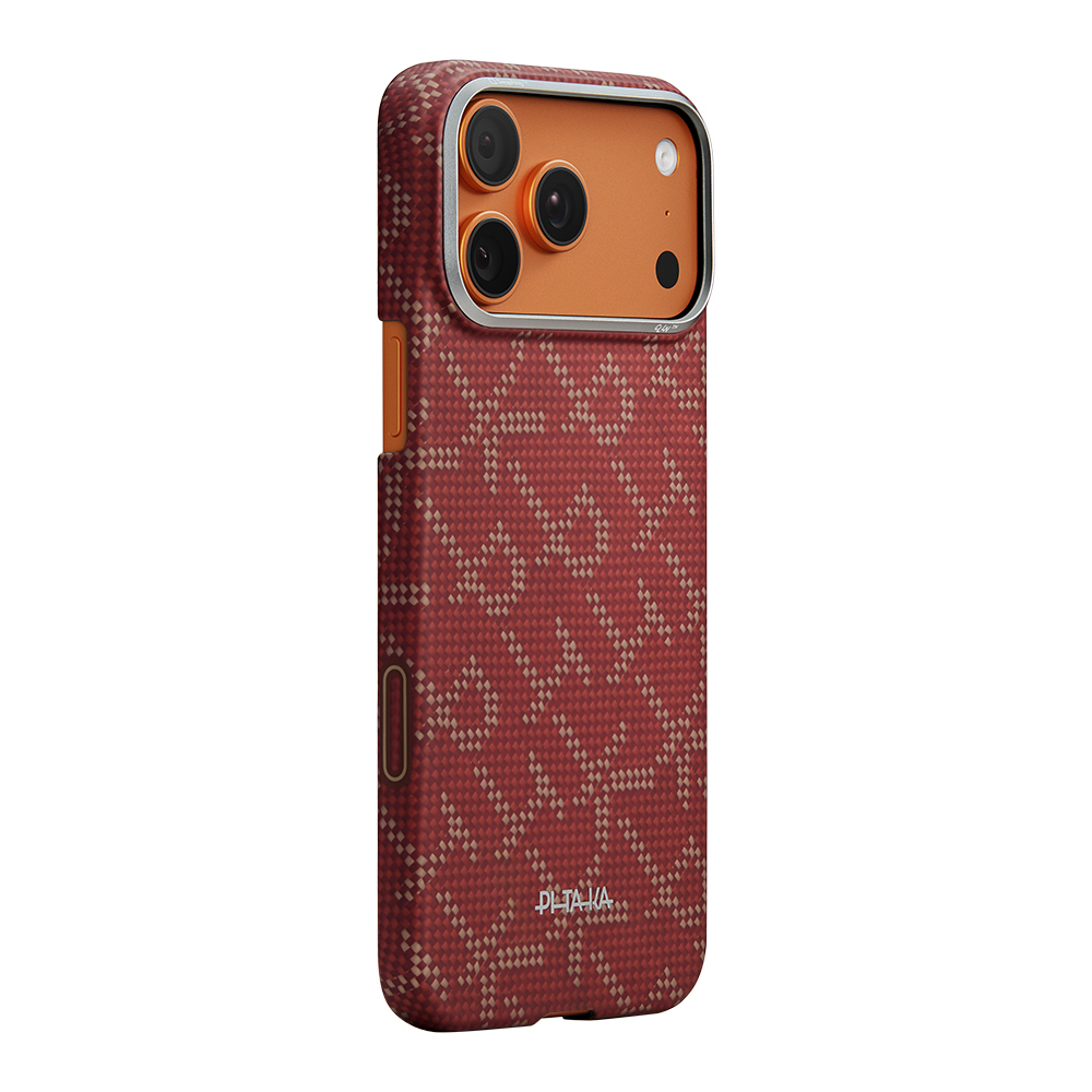 iPhone Uyumlu 17 Pro Max Kılıf M-safe Şarj Özellikli Aramid Karbon Fiber Pitaka Tactile Woven Monogram Serisi Kapak