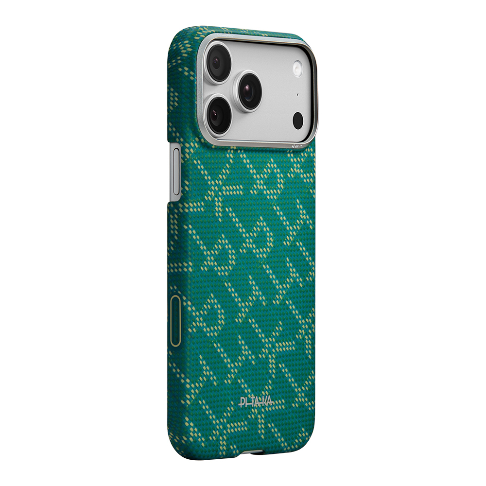 iPhone Uyumlu 17 Pro Max Kılıf M-safe Şarj Özellikli Aramid Karbon Fiber Pitaka Tactile Woven Monogram Serisi Kapak