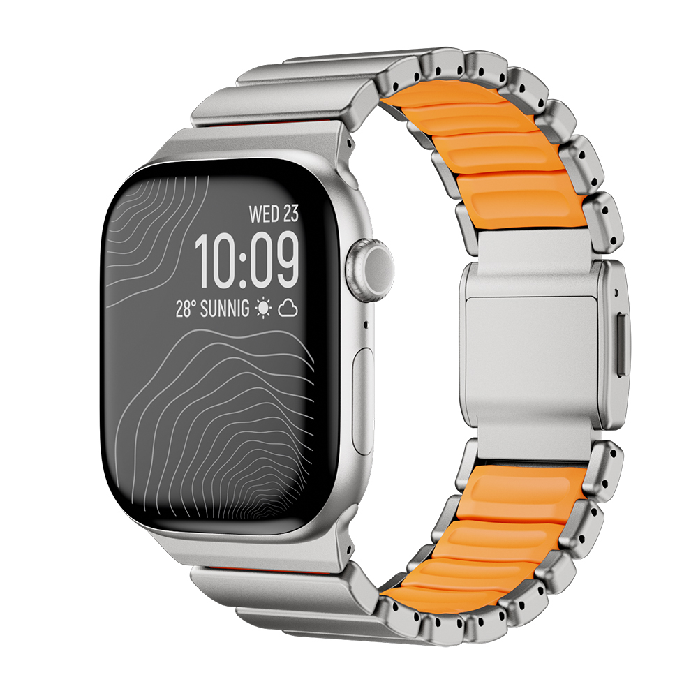 Watch 42mm Zore KRD-152 Titanyum Silikon Kordon-Gri-turuncu