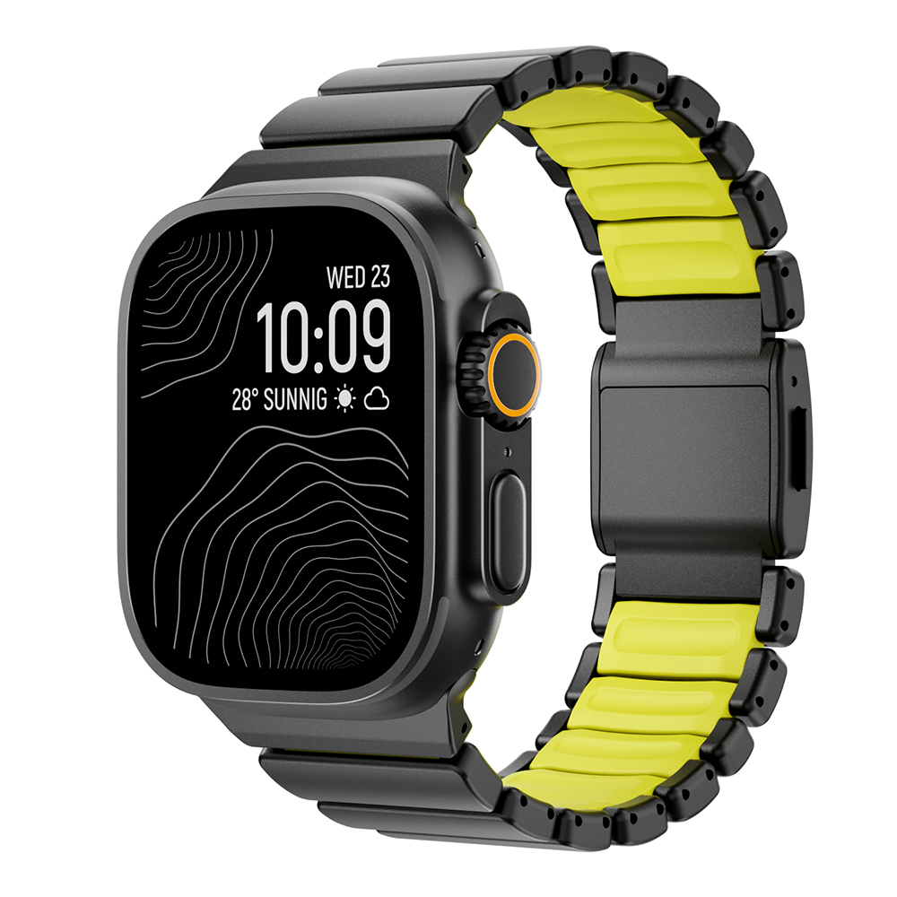Apple Watch Ultra 49mm Zore KRD-152 Titanyum Silikon Kordon-Siyah-yeşil