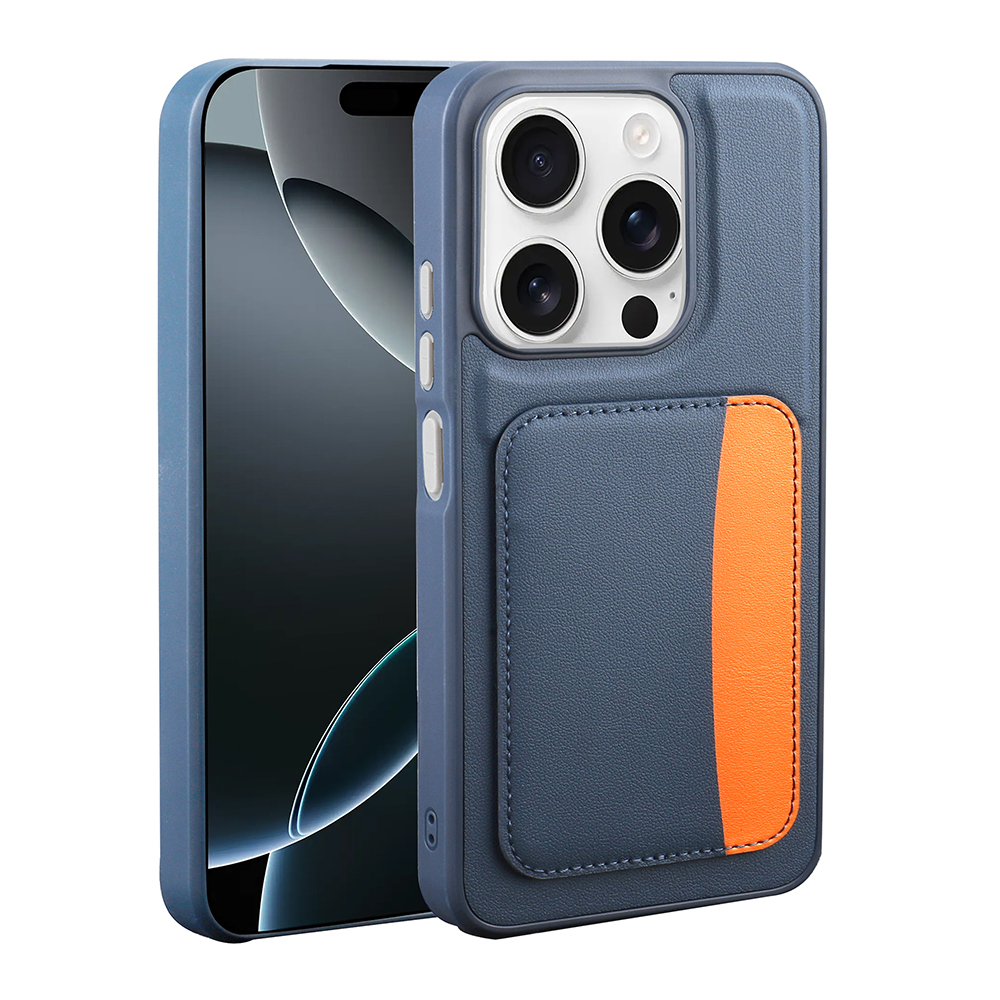 iPhone Uyumlu 15 Kılıf Kartlıklı Zore X-Kart Silikon Kapak-Lacivert