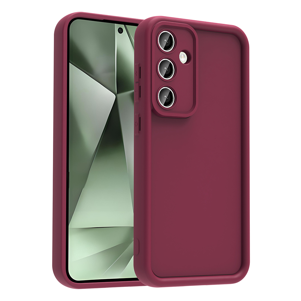 Galaxy Uyumlu S25 FE Kılıf Kamera Korumalı Zore Ananas Kapak-Mürdüm