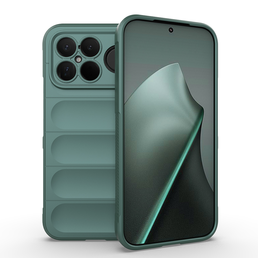 Xiaomi Poco F8 Ultra Kılıf Esnek TPU Oyuklu Arka Yüzey Tasarımlı Zore Etnik Silikon Kapak-Koyu yeşil